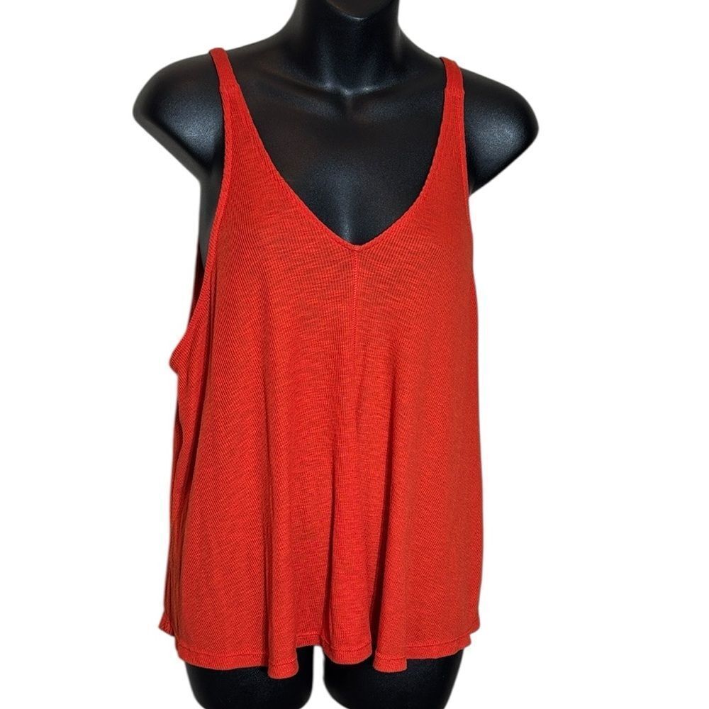 Int free people women’s medium burnt orange tank top ribbed flowy casual